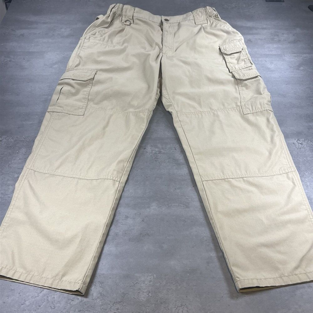 5.11 Tactical Series Cargo Pant Men 38x30 Fit 34-36 Khaki‎ Elastic Waist Utility